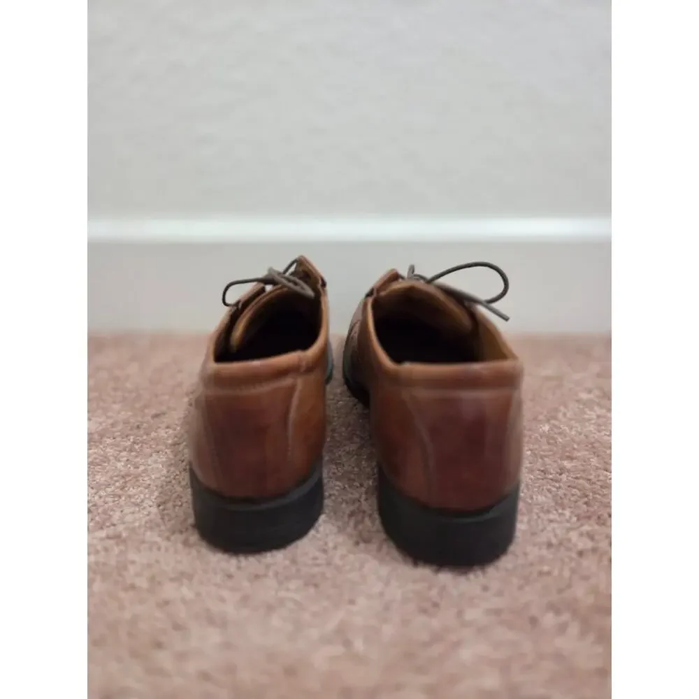 Clarks Collection Mens 12 M Brown Leather Cap Toe Oxford Dress Shoes Lace Up
